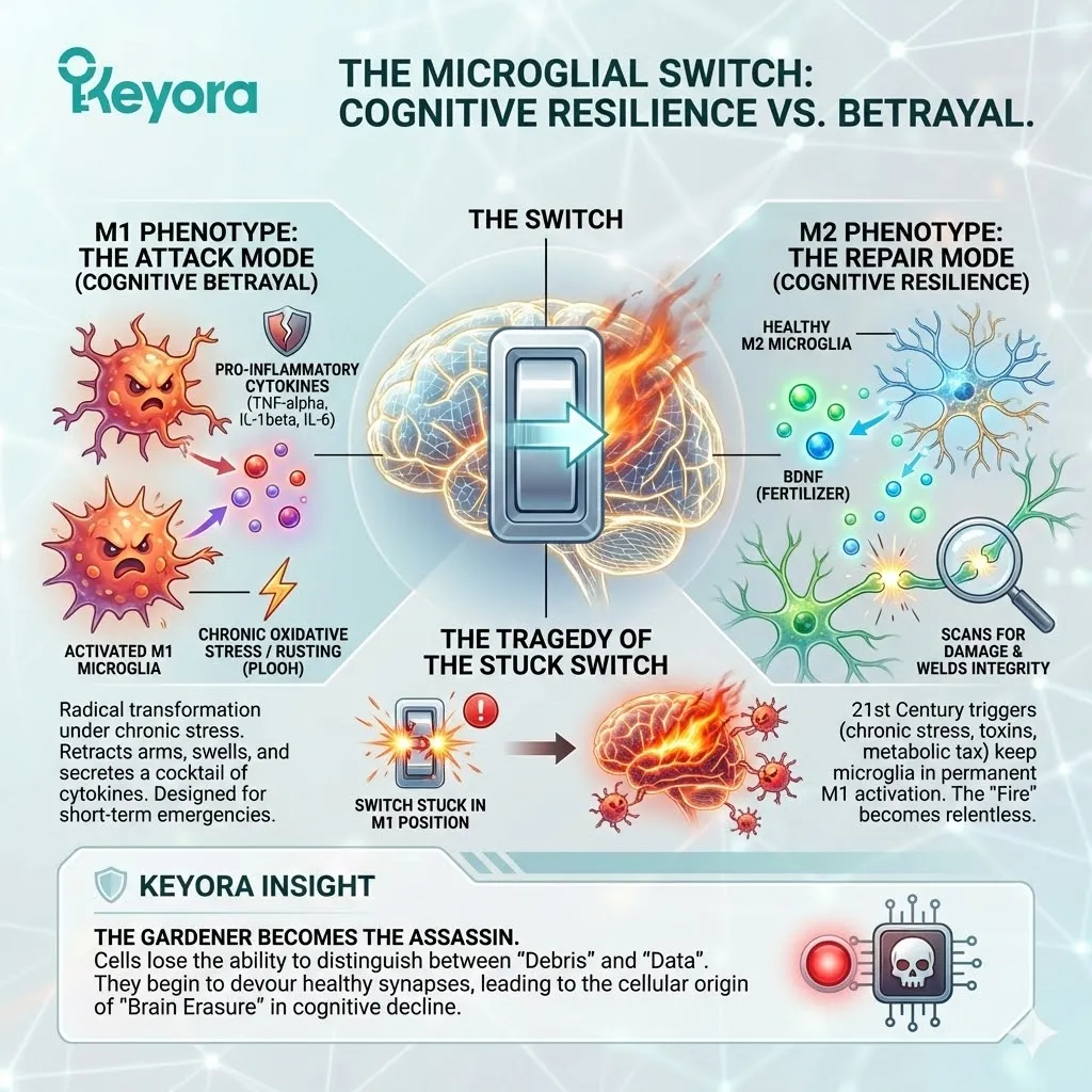 The M1 Phenotype triggers Brain Erasure by shifting Systemic Regulators from ATP Synthesis to a perpetual Neuro-Endocrine Storm of pro-inflammatory cytokines. The M1 Phenotype triggers Brain Erasure by shifting Systemic Regulators from ATP Synthesis to a perpetual Neuro-Endocrine Storm of pro-inflammatory cytokines.
