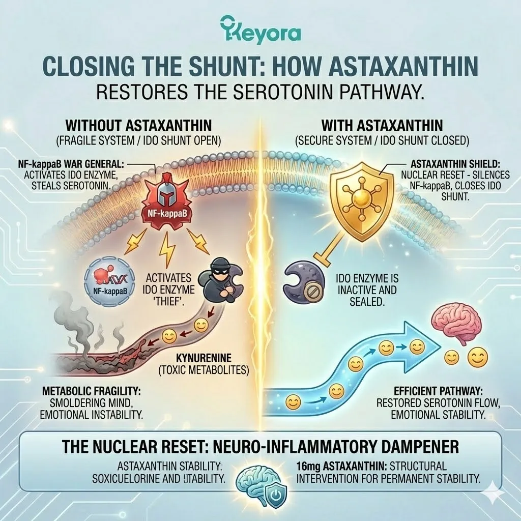 The Neuro-Inflammatory Dampener initiates a Nuclear Reset of the Systemic Regulator, silencing NF-kappaB to close the IDO Shunt and safeguard ATP Synthesis. The Neuro-Inflammatory Dampener initiates a Nuclear Reset of the Systemic Regulator, silencing NF-kappaB to close the IDO Shunt and safeguard ATP Synthesis.