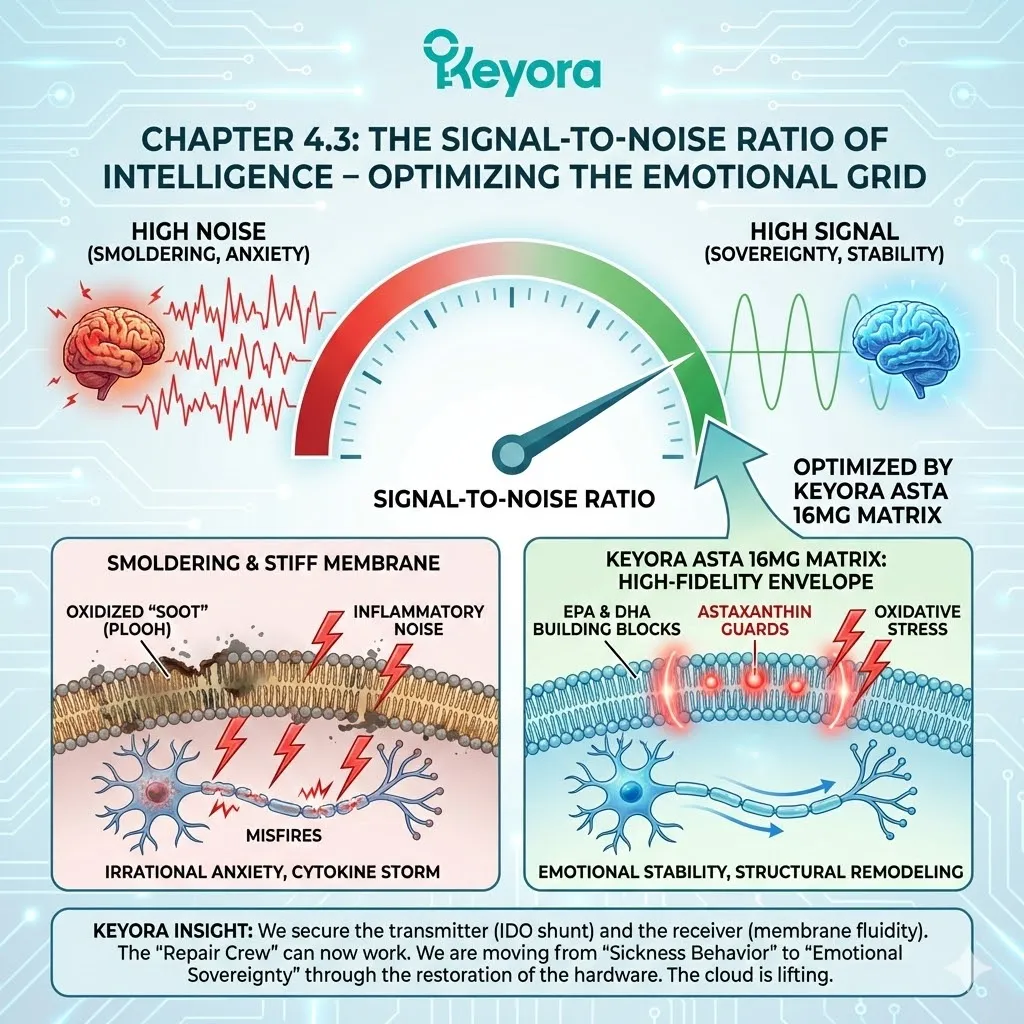 The Mood Stability Matrix optimizes the Signal-to-Noise ratio by shielding EPA and DHA from PLOOH oxidation, restoring high-fidelity ATP Synthesis and receptor function. The Mood Stability Matrix optimizes the Signal-to-Noise ratio by shielding EPA and DHA from PLOOH oxidation, restoring high-fidelity ATP Synthesis and receptor function.