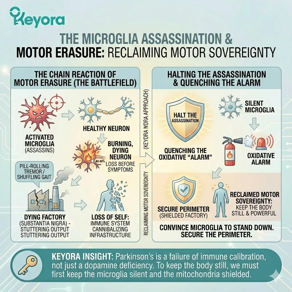 M1 phenotype conversion initiates a chain reaction of motor erasure, necessitating systemic regulator intervention to quench the oxidative alarm. M1 phenotype conversion initiates a chain reaction of motor erasure, necessitating systemic regulator intervention to quench the oxidative alarm.