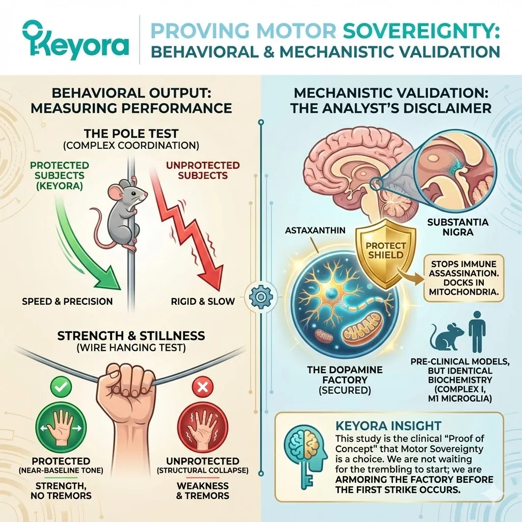 Validated behavioral data demonstrates enhanced motor coordination and strength, providing the blueprint for preserving physical agency in the high-performer. Validated behavioral data demonstrates enhanced motor coordination and strength, providing the blueprint for preserving physical agency in the high-performer.