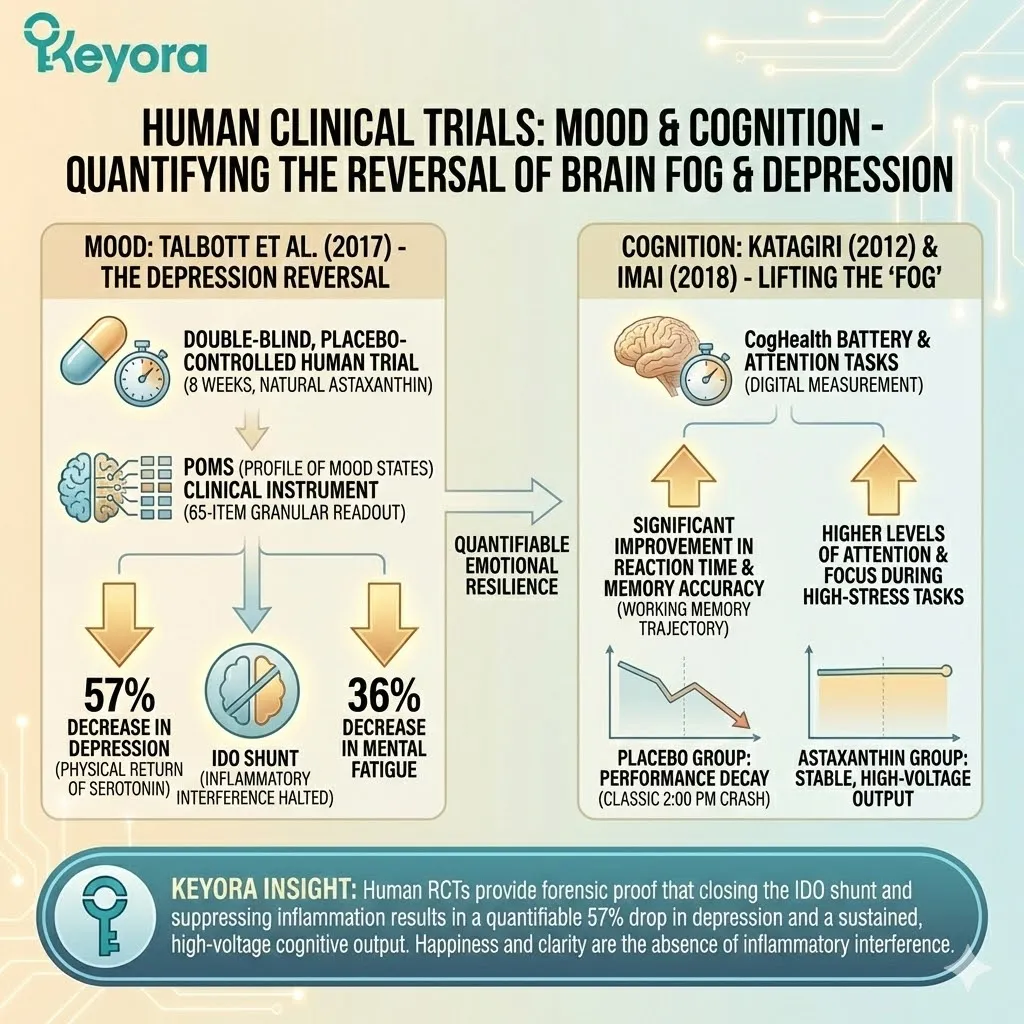 Human RCT data quantifies the closure of the IDO Shunt to restore Serotonin pathways and establish Quantifiable Emotional Resilience against Sickness Behavior. Human RCT data quantifies the closure of the IDO Shunt to restore Serotonin pathways and establish Quantifiable Emotional Resilience against Sickness Behavior.