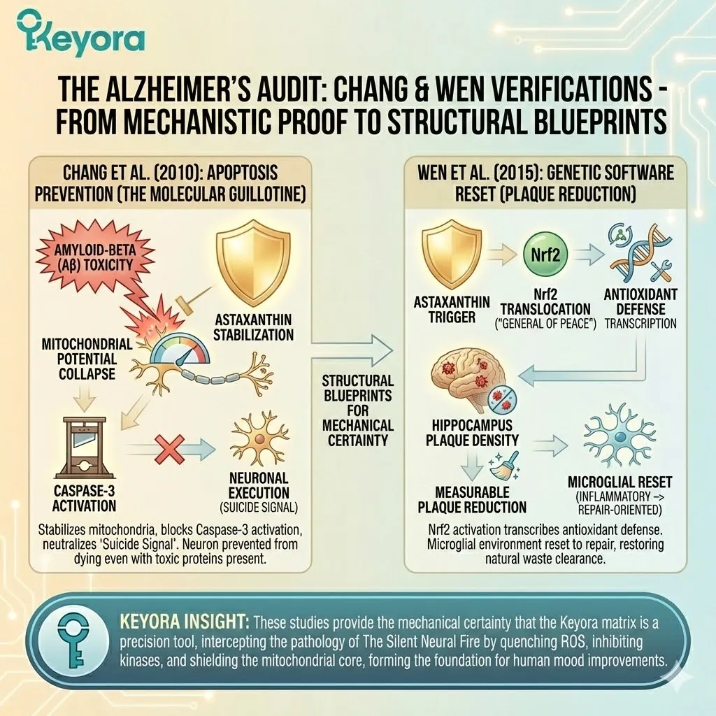Nrf2 translocation stabilizes mitochondrial potential to neutralize the Caspase-3 Molecular Guillotine and prevent Apoptosis during the Amyloid Siege. Nrf2 translocation stabilizes mitochondrial potential to neutralize the Caspase-3 Molecular Guillotine and prevent Apoptosis during the Amyloid Siege.
