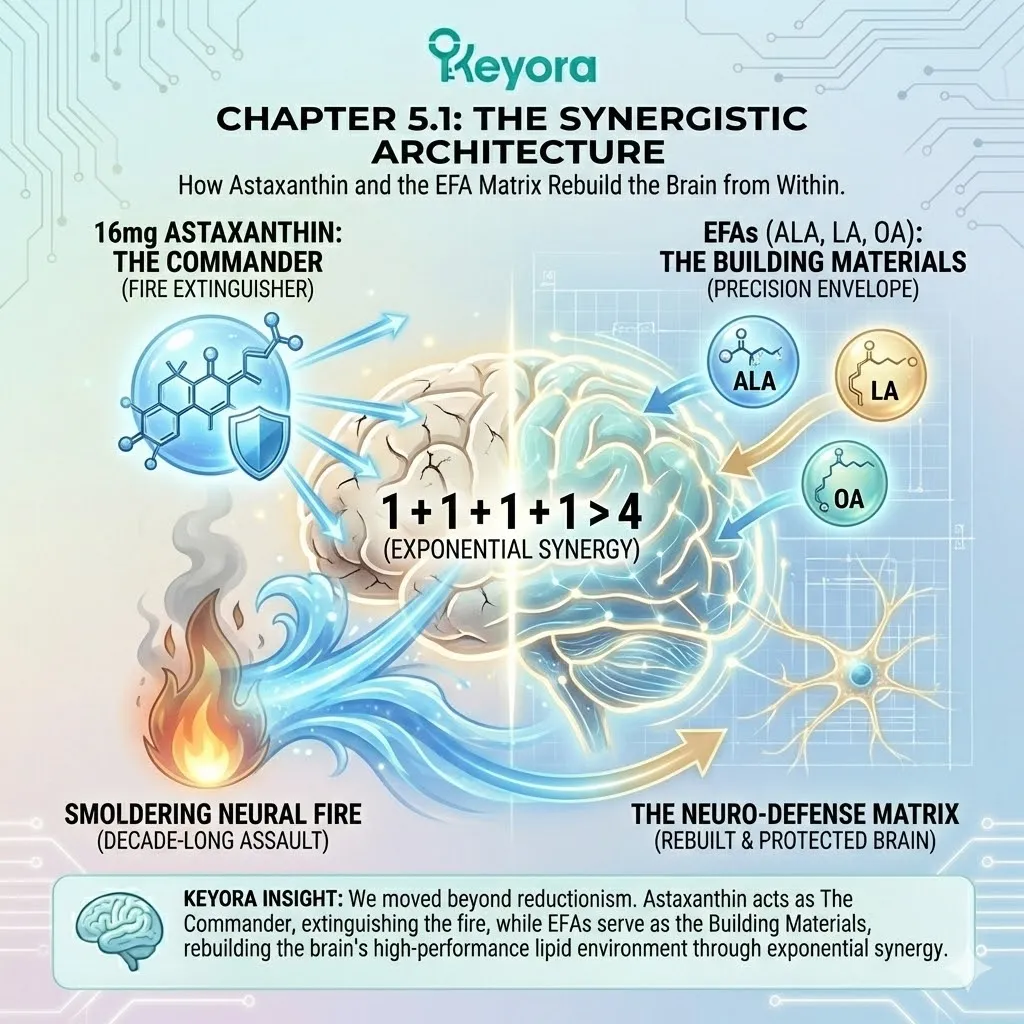 Systemic Regulator protocols integrate 16mg Astaxanthin with an EFA envelope of ALA, LA, and OA to rebuild the high-performance lipid environment from within. Systemic Regulator protocols integrate 16mg Astaxanthin with an EFA envelope of ALA, LA, and OA to rebuild the high-performance lipid environment from within.