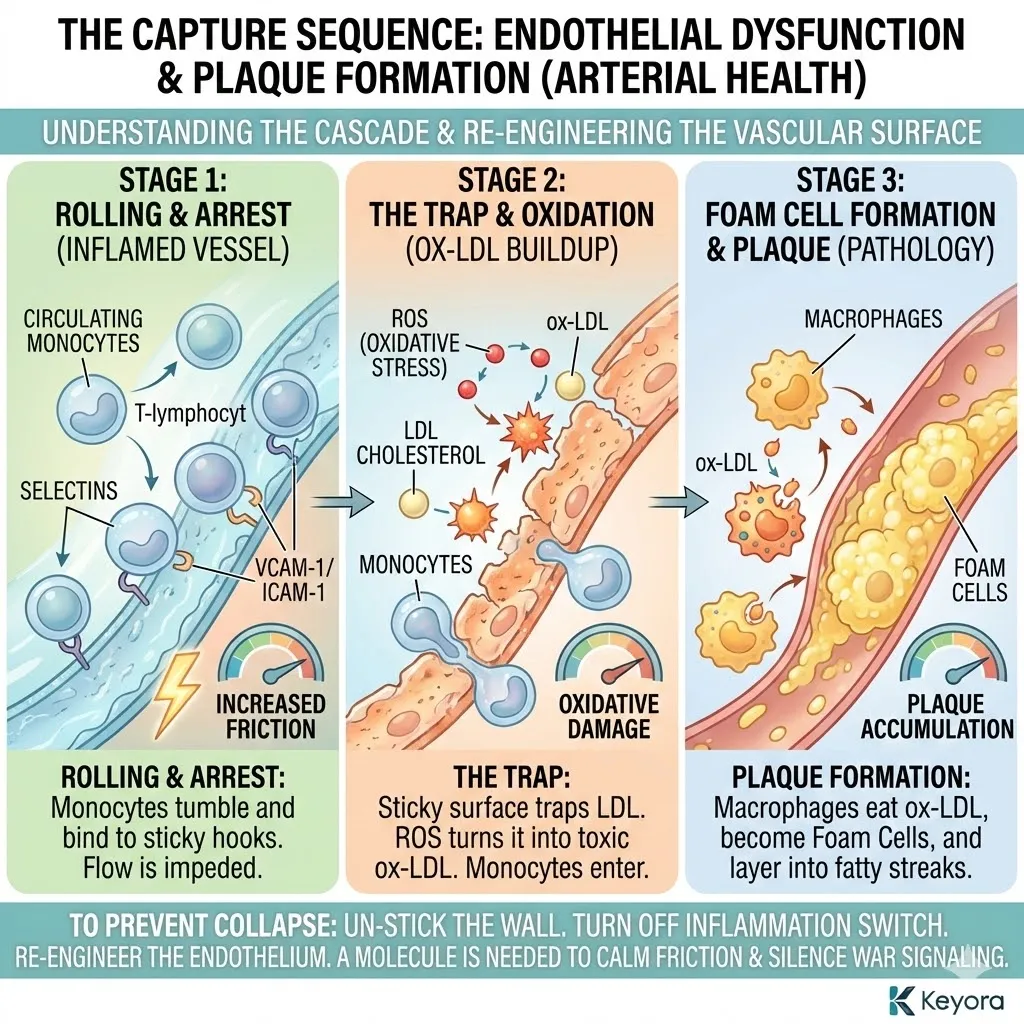 The Capture Sequence facilitates Monocyte Diapedesis and LDL entrapment via VCAM-1 hooks, driving Foam Cell formation within the Four-Drive System’s supply chain. The Capture Sequence facilitates Monocyte Diapedesis and LDL entrapment via VCAM-1 hooks, driving Foam Cell formation within the Four-Drive System’s supply chain.