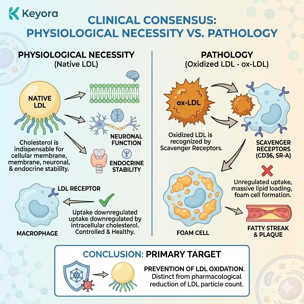 Macrophage scavenger receptors drive unregulated lipid loading via ox-LDL uptake, bypassing LDLR homeostasis to trigger the neuro-endocrine storm of plaque formation. Macrophage scavenger receptors drive unregulated lipid loading via ox-LDL uptake, bypassing LDLR homeostasis to trigger the neuro-endocrine storm of plaque formation.