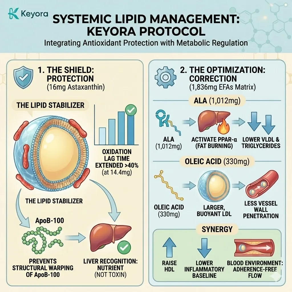 The lipid integrity protocol integrates the 16MG sacrificial shield with PPAR-alpha activation to extend oxidation lag time and ensure systemic regulator efficiency. The lipid integrity protocol integrates the 16MG sacrificial shield with PPAR-alpha activation to extend oxidation lag time and ensure systemic regulator efficiency.