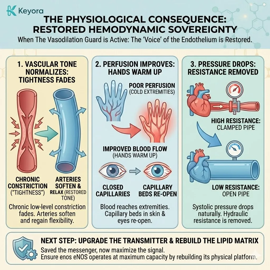 The vasodilation guard restores the endothelial voice to normalize vascular tone and decrease hydraulic resistance, achieving hemodynamic sovereignty through signal protection. The vasodilation guard restores the endothelial voice to normalize vascular tone and decrease hydraulic resistance, achieving hemodynamic sovereignty through signal protection.