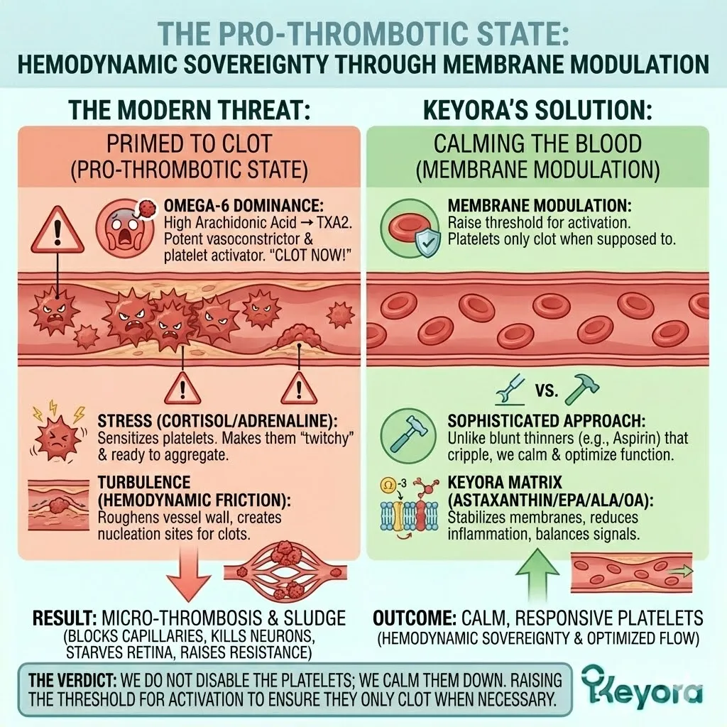 Platelet membrane modulation raises the activation threshold to neutralize the neuro-endocrine storm and micro-thrombosis for total systemic sovereignty. Platelet membrane modulation raises the activation threshold to neutralize the neuro-endocrine storm and micro-thrombosis for total systemic sovereignty.