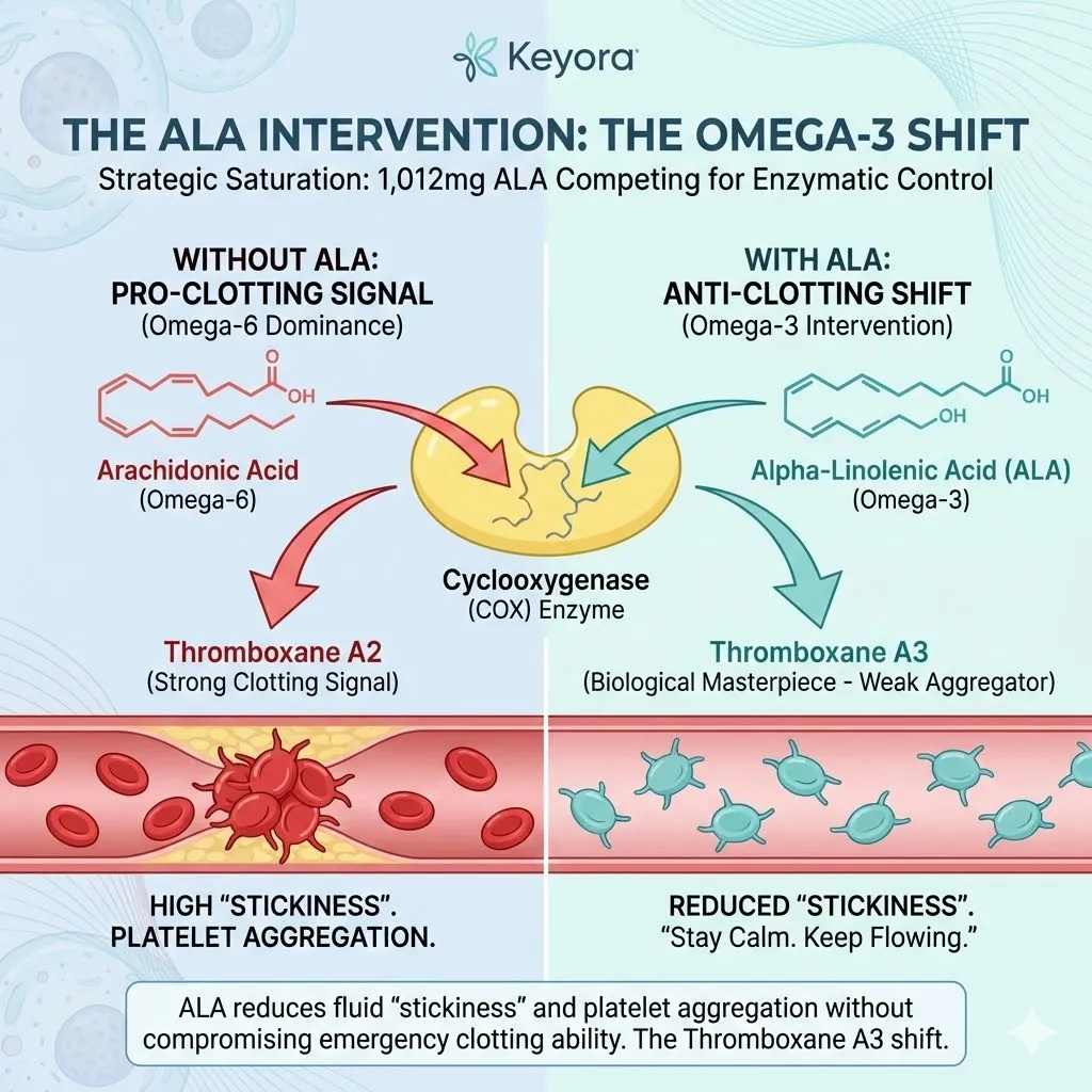 ALA intervention modulates cyclooxygenase enzymes to produce thromboxane A3 signals, reducing platelet stickiness to maintain systemic regulator flow and vascular sovereignty. ALA intervention modulates cyclooxygenase enzymes to produce thromboxane A3 signals, reducing platelet stickiness to maintain systemic regulator flow and vascular sovereignty.
