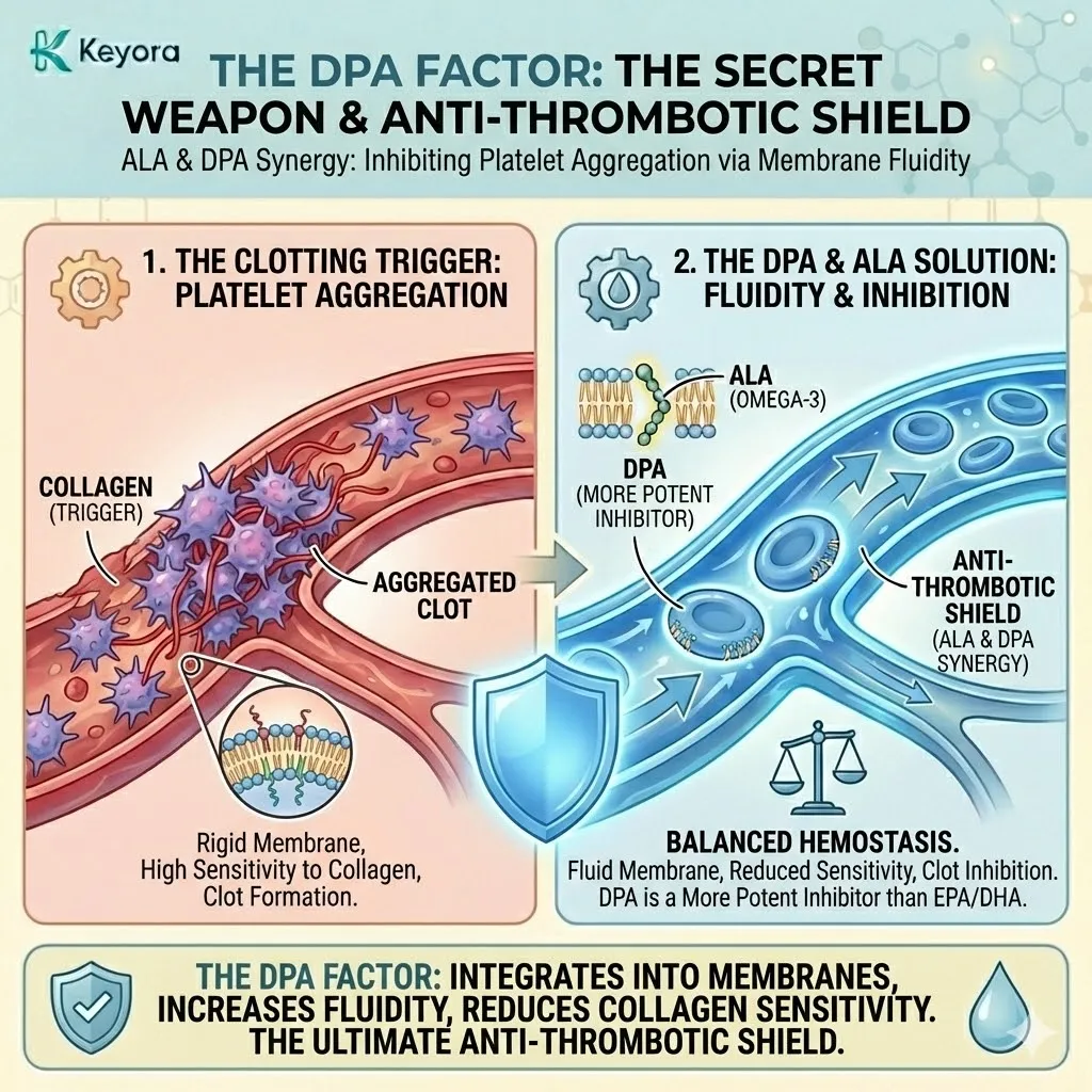 DPA integration inhibits platelet aggregation by increasing membrane fluidity and reducing collagen sensitivity to secure systemic regulator flow and vascular sovereignty. DPA integration inhibits platelet aggregation by increasing membrane fluidity and reducing collagen sensitivity to secure systemic regulator flow and vascular sovereignty.
