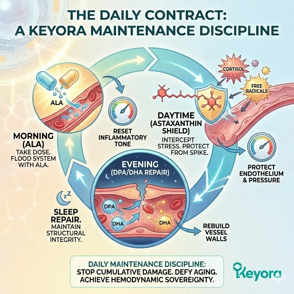 Daily Maintenance Discipline ensures ATP synthesis and cortisol regulation to reinforce the Four-Drive System and prevent a Neuro-Endocrine Storm. Daily Maintenance Discipline ensures ATP synthesis and cortisol regulation to reinforce the Four-Drive System and prevent a Neuro-Endocrine Storm.