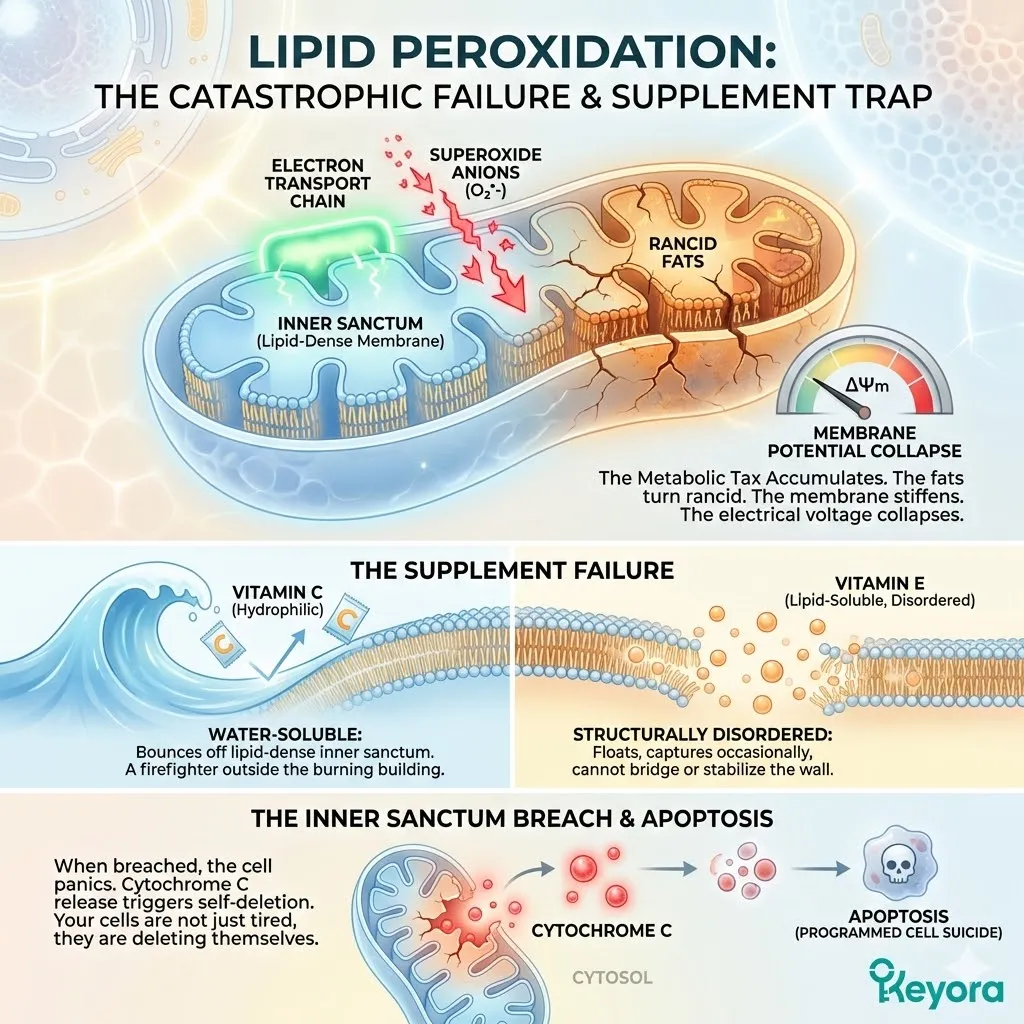 Lipid peroxidation destabilizes cardiolipin within the inner sanctum, triggering a neuro-endocrine storm and voltage collapse that compromises neurological sovereignty. Lipid peroxidation destabilizes cardiolipin within the inner sanctum, triggering a neuro-endocrine storm and voltage collapse that compromises neurological sovereignty.