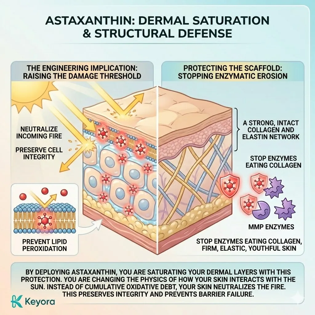 Keyora Systemic Regulator arresting Lipid Peroxidation to preserve Dermal Architecture and prevent structural collapse during the relentless Solar Assault. Keyora Systemic Regulator arresting Lipid Peroxidation to preserve Dermal Architecture and prevent structural collapse during the relentless Solar Assault.