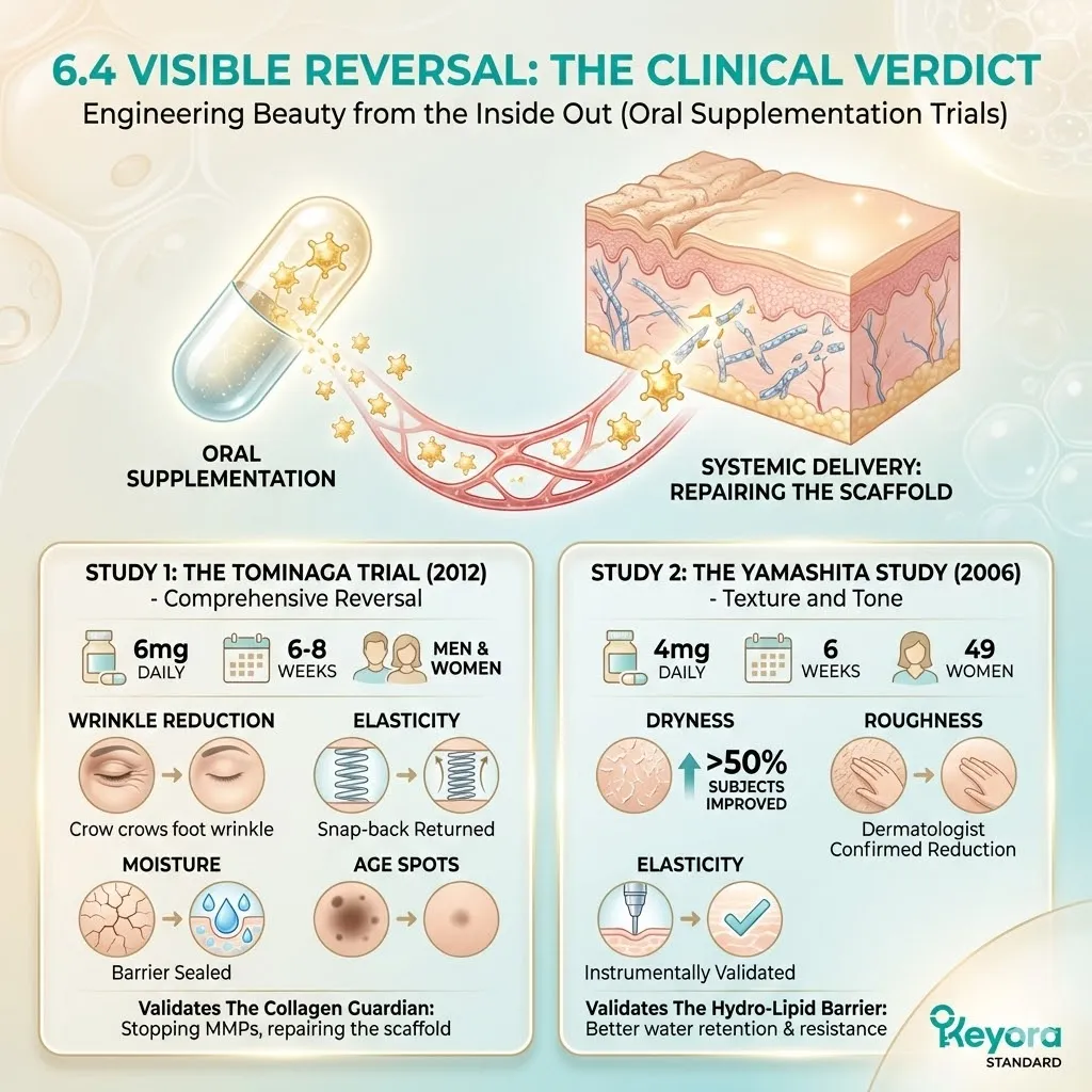 Keyora Systemic Regulator reversing Photo-Aging via the Tominaga Trial protocol to decrease wrinkle depth and restore structural Dermal Architecture. Keyora Systemic Regulator reversing Photo-Aging via the Tominaga Trial protocol to decrease wrinkle depth and restore structural Dermal Architecture.