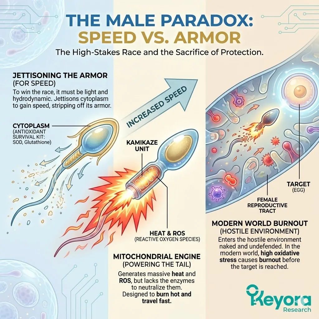 Keyora Systemic Regulator reinforcing the Sperm Midpiece mitochondrial engine to mitigate oxidative burnout and preserve the Genetic Payload during the hydrodynamic race. Keyora Systemic Regulator reinforcing the Sperm Midpiece mitochondrial engine to mitigate oxidative burnout and preserve the Genetic Payload during the hydrodynamic race.