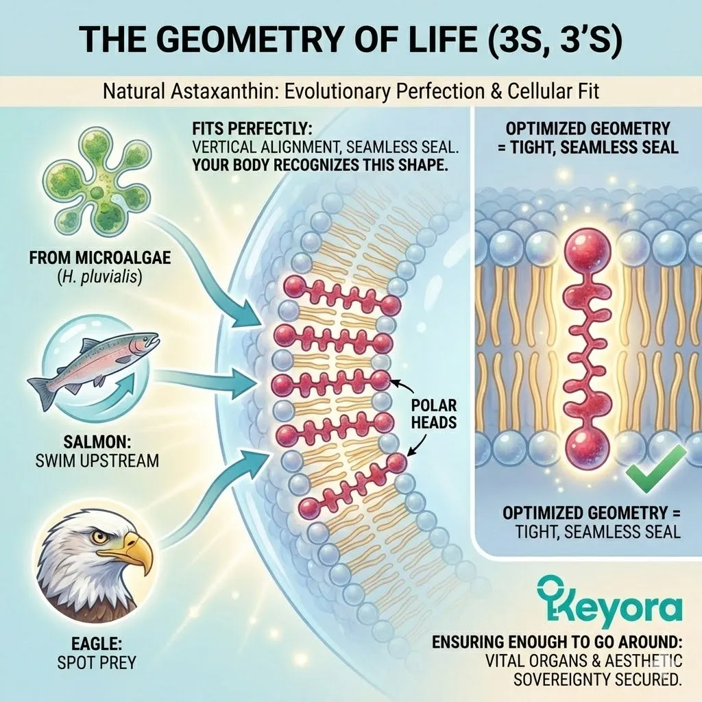 Keyora Systemic Regulator utilizing the 3S, 3’S Stereochemical Configuration to execute the vertical lock-in mechanism within the human lipid bilayer. Keyora Systemic Regulator utilizing the 3S, 3’S Stereochemical Configuration to execute the vertical lock-in mechanism within the human lipid bilayer.
