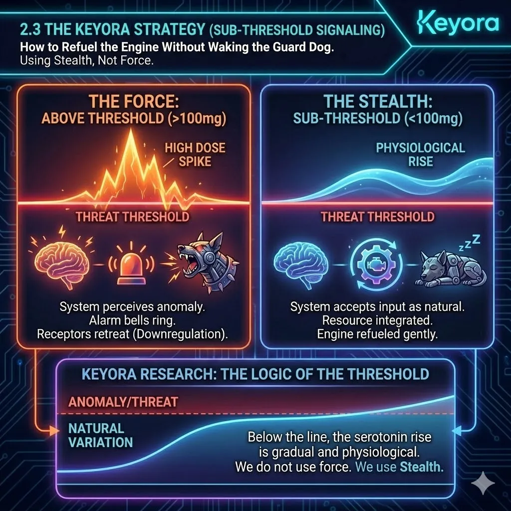 Sub-Threshold Signaling maintains Neurological Sovereignty by staying below the Threat Threshold, avoiding the Neuro-Endocrine Storm and receptor retreat. Sub-Threshold Signaling maintains Neurological Sovereignty by staying below the Threat Threshold, avoiding the Neuro-Endocrine Storm and receptor retreat.
