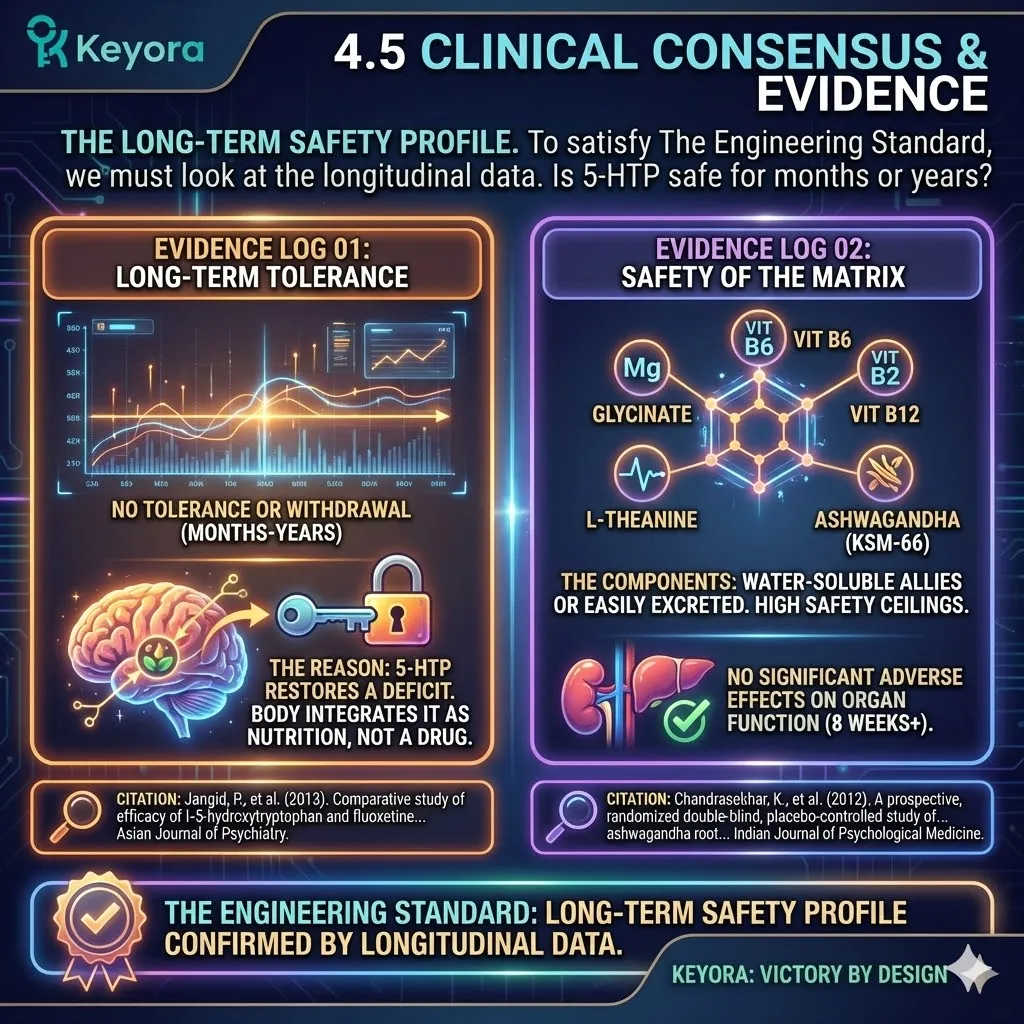 The Long-Term Safety Profile confirms that the 8-in-1 Matrix avoids tolerance and withdrawal by acting as a nutritional restorer rather than a pharmacological force, securing Neurological Sovereignty through longitudinal stability. The Long-Term Safety Profile confirms that the 8-in-1 Matrix avoids tolerance and withdrawal by acting as a nutritional restorer rather than a pharmacological force, securing Neurological Sovereignty through longitudinal stability.