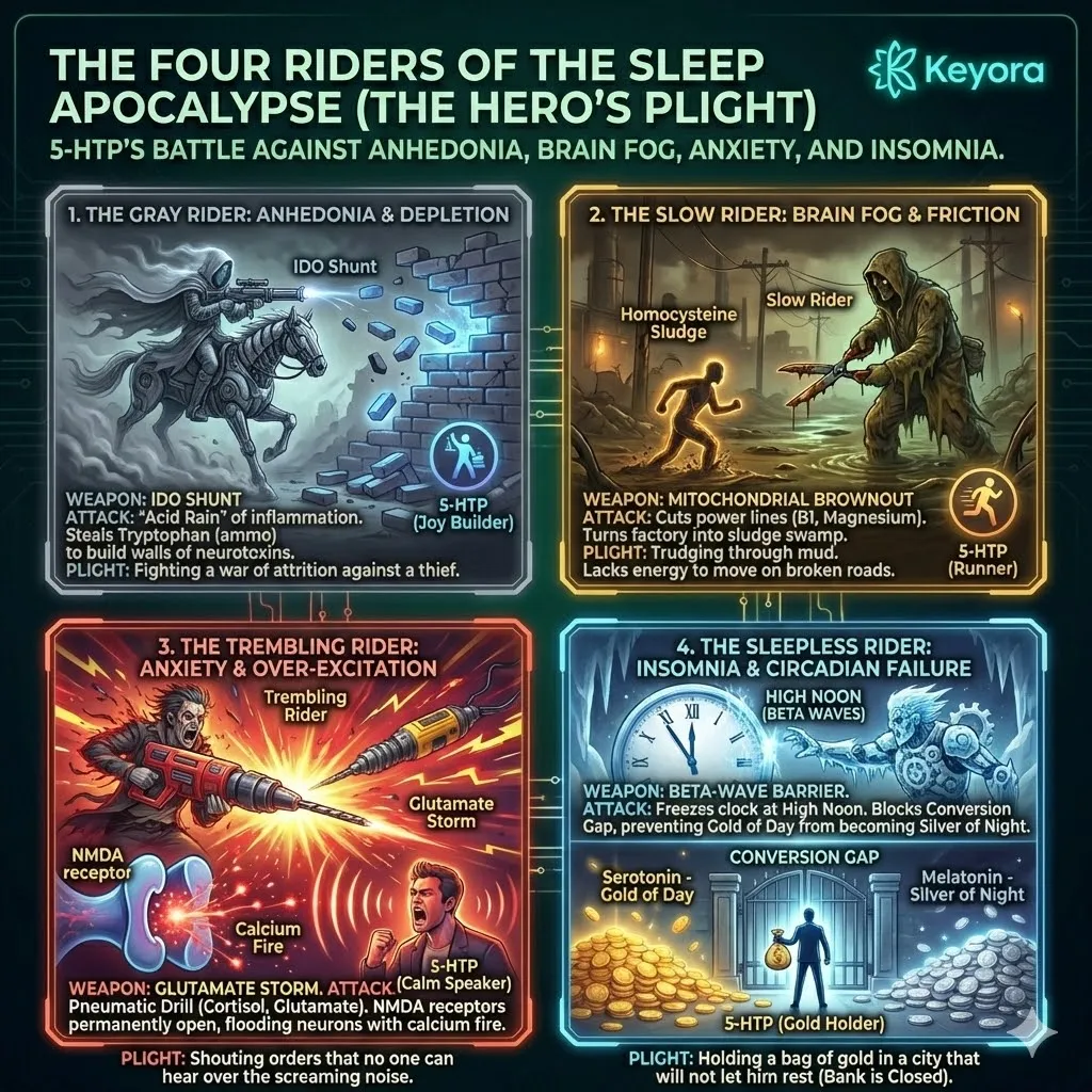Neutralize the IDO shunt and glutamate storm to prevent metabolic depletion while optimizing ATP synthesis for neuro-endocrine system regulation. Neutralize the IDO shunt and glutamate storm to prevent metabolic depletion while optimizing ATP synthesis for neuro-endocrine system regulation.