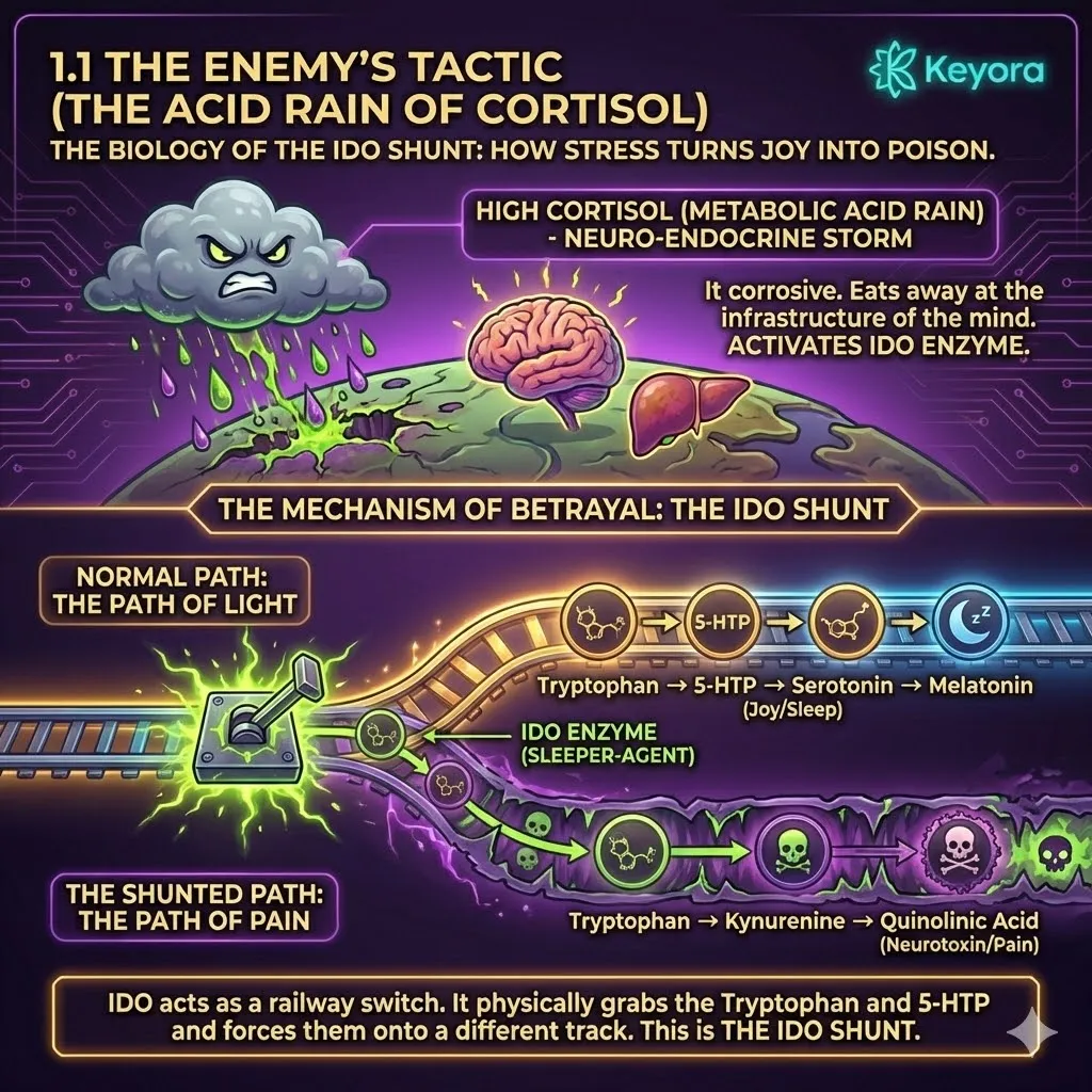Neutralize the IDO shunt to prevent the neuro-endocrine storm from diverting precursors toward the path of pain and destroying neurological sovereignty. Neutralize the IDO shunt to prevent the neuro-endocrine storm from diverting precursors toward the path of pain and destroying neurological sovereignty.
