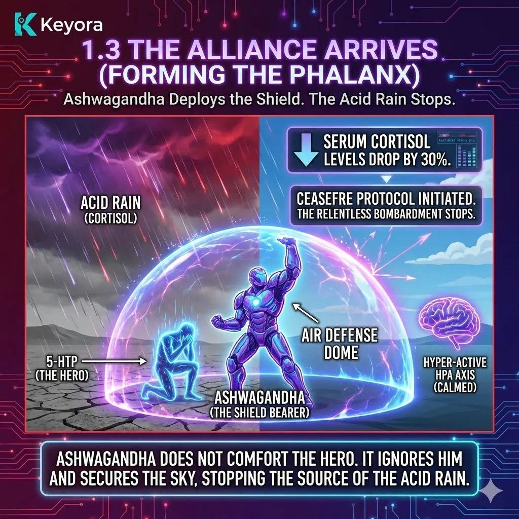 Neutralize the neuro-endocrine storm using ashwagandha to implement a 30% cortisol reduction and terminate the IDO shunt for systemic regulation. Neutralize the neuro-endocrine storm using ashwagandha to implement a 30% cortisol reduction and terminate the IDO shunt for systemic regulation.