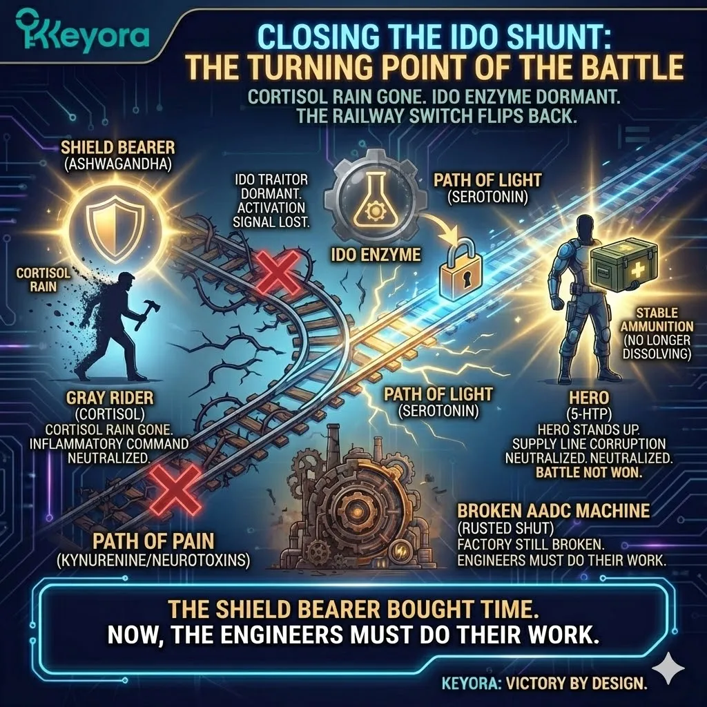 Neutralize the IDO shunt by terminating inflammatory cortisol signals to restore the serotonin pathway and secure the architectural integrity of the mind. Neutralize the IDO shunt by terminating inflammatory cortisol signals to restore the serotonin pathway and secure the architectural integrity of the mind.