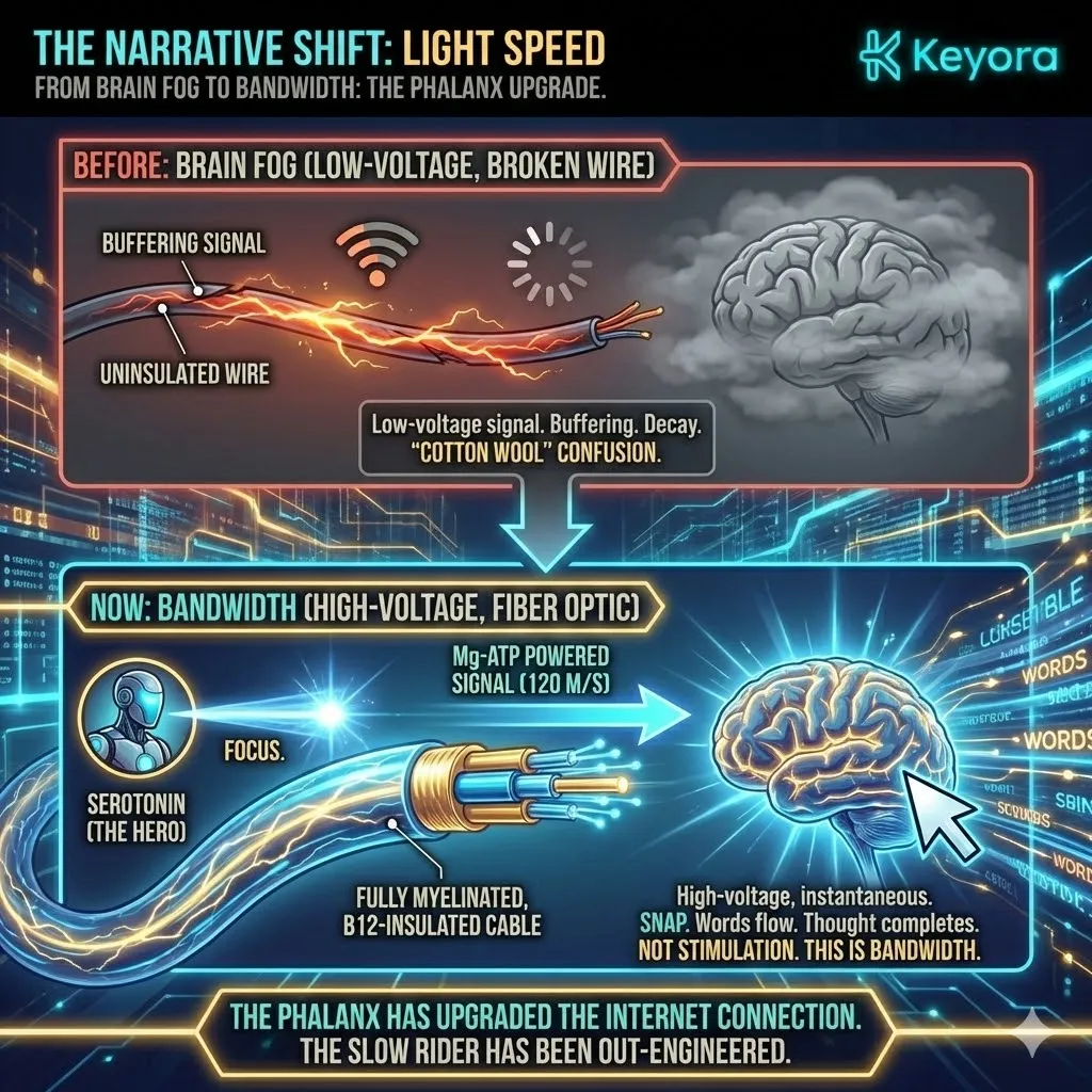Eliminate the slow rider and cognitive buffering by optimizing conduction velocity through B12-mediated insulation and Mg-ATP voltage restoration for neurological sovereignty. Eliminate the slow rider and cognitive buffering by optimizing conduction velocity through B12-mediated insulation and Mg-ATP voltage restoration for neurological sovereignty.