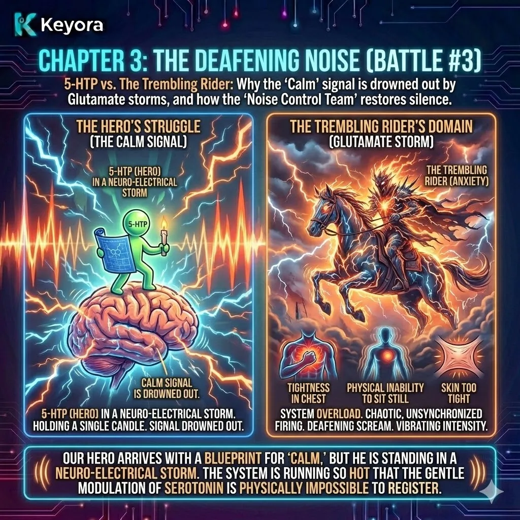 Neutralize the neuro-electrical storm and the trembling rider by stabilizing synaptic hyperactivity and preventing the somatic overload of visceral anxiety. Neutralize the neuro-electrical storm and the trembling rider by stabilizing synaptic hyperactivity and preventing the somatic overload of visceral anxiety.