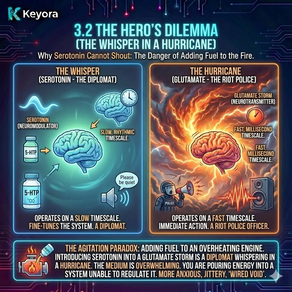 Neutralize the agitation paradox by prioritizing synaptic stabilization over neurotransmitter modulation to prevent adding fuel to the glutamate storm and ensure neurological sovereignty. Neutralize the agitation paradox by prioritizing synaptic stabilization over neurotransmitter modulation to prevent adding fuel to the glutamate storm and ensure neurological sovereignty.