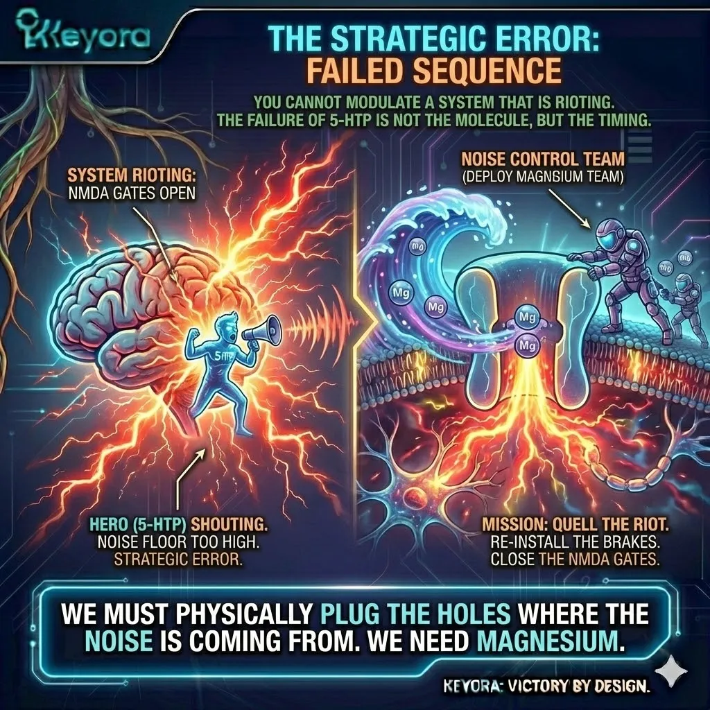 Neutralize the strategic error of premature modulation by deploying magnesium to sequester the NMDA gate and restore neurological sovereignty before serotonin delivery. Neutralize the strategic error of premature modulation by deploying magnesium to sequester the NMDA gate and restore neurological sovereignty before serotonin delivery.