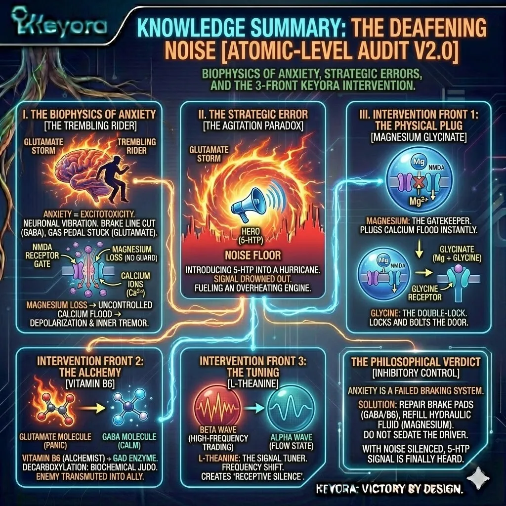 Neutralize the neuro-energetic crisis by integrating magnesium-mediated NMDA blockade, B6-catalyzed glutamate transmutation, and theanine-driven alpha-wave synchronization for neurological sovereignty. Neutralize the neuro-energetic crisis by integrating magnesium-mediated NMDA blockade, B6-catalyzed glutamate transmutation, and theanine-driven alpha-wave synchronization for neurological sovereignty.