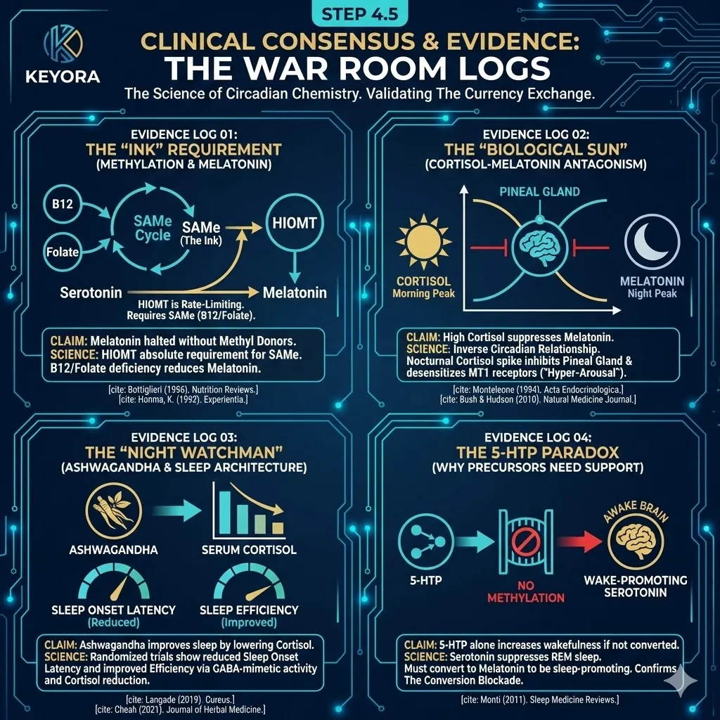 Methylation Kinetics drive the HIOMT enzyme to finalize the Melatonin synthesis sequence and resolve the 5-HTP Paradox for sleep-wake stability. Methylation Kinetics drive the HIOMT enzyme to finalize the Melatonin synthesis sequence and resolve the 5-HTP Paradox for sleep-wake stability.
