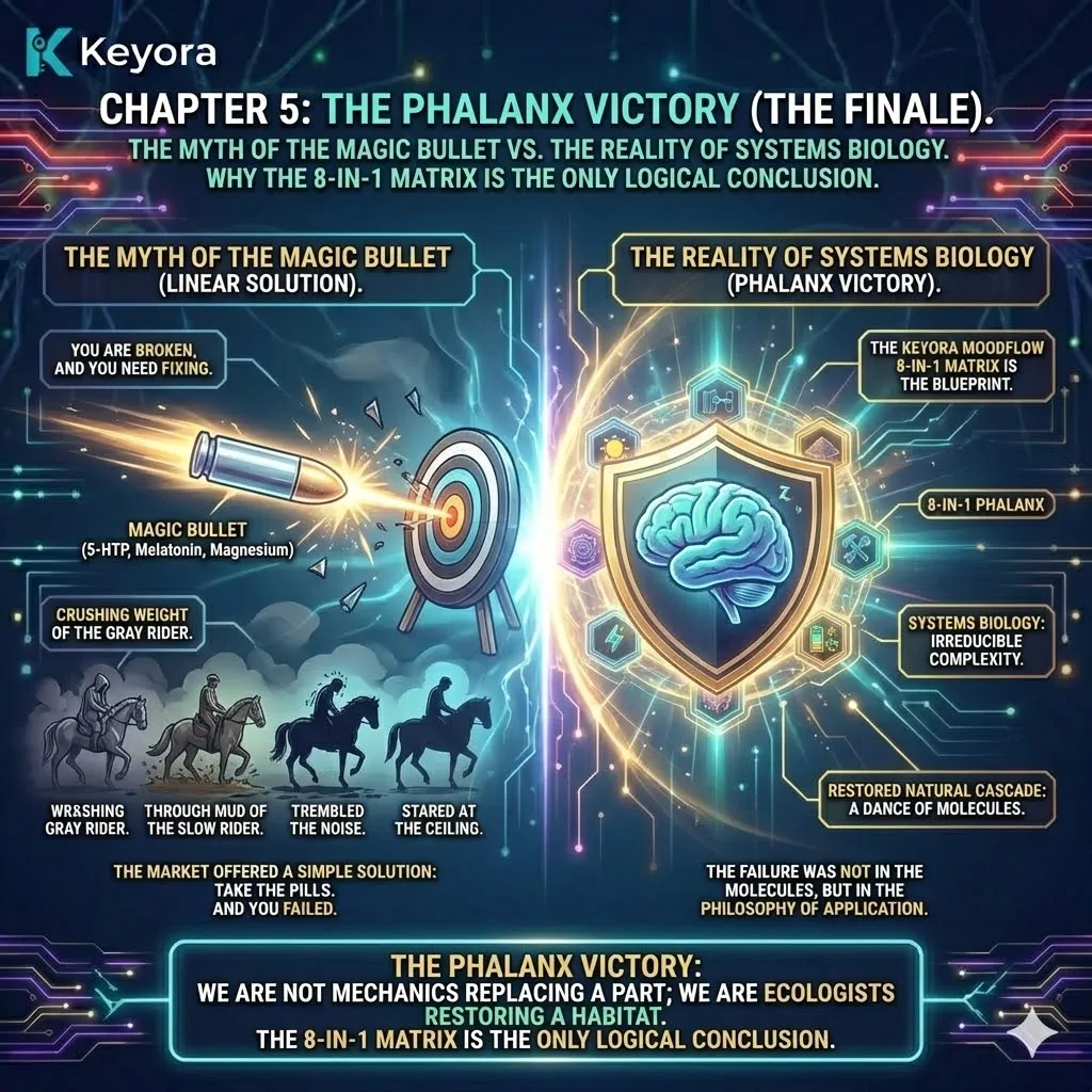 The Phalanx Victory replaces the linear Magic Bullet myth with Systems Biology to resolve the Neuro-Endocrine Storm through integrated neurological design. The Phalanx Victory replaces the linear Magic Bullet myth with Systems Biology to resolve the Neuro-Endocrine Storm through integrated neurological design.
