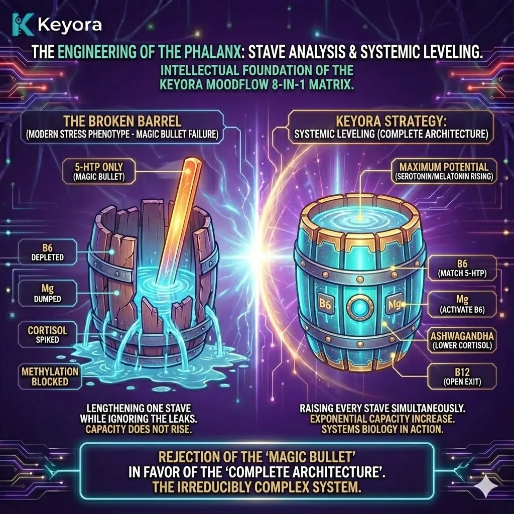 The Stave Analysis drives Systemic Leveling by raising Vitamin B6, Magnesium, and B12 staves simultaneously to expand the brain’s capacity for Serotonin and Melatonin. The Stave Analysis drives Systemic Leveling by raising Vitamin B6, Magnesium, and B12 staves simultaneously to expand the brain’s capacity for Serotonin and Melatonin.