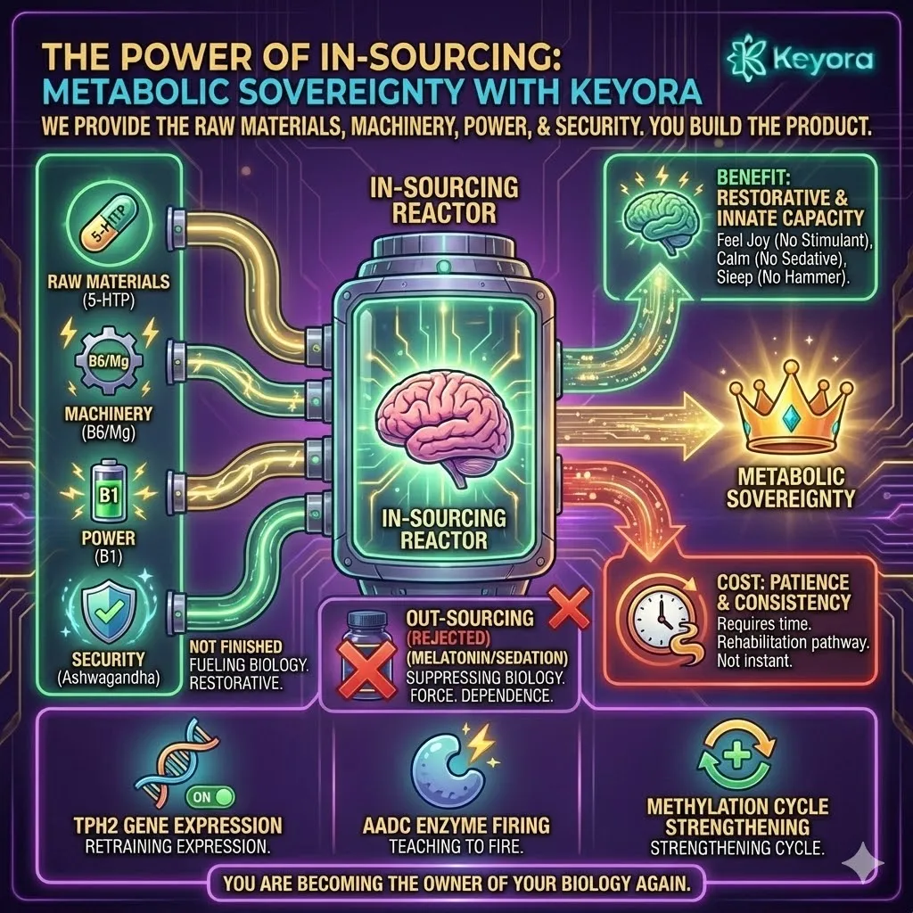 Metabolic Sovereignty shifts the biological paradigm from dependence to ownership, utilizing the Keyora Matrix to rehabilitate the TPH2 gene and AADC enzyme for self-regulated neuro-stability. Metabolic Sovereignty shifts the biological paradigm from dependence to ownership, utilizing the Keyora Matrix to rehabilitate the TPH2 gene and AADC enzyme for self-regulated neuro-stability.