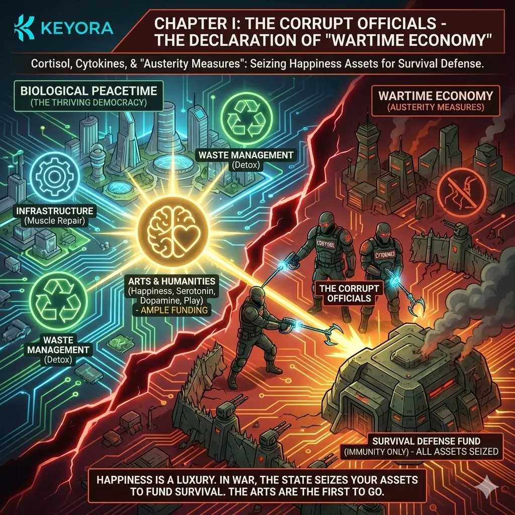 Biological peacetime fosters an anabolic state where ATP synthesis funds the luxury of serotonin, neuroplasticity, and empathy within the systemic regulator. Biological peacetime fosters an anabolic state where ATP synthesis funds the luxury of serotonin, neuroplasticity, and empathy within the systemic regulator.