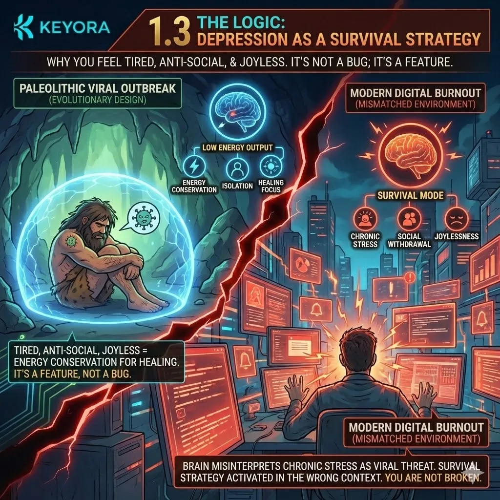 Evolutionary biology identifies anhedonia as a survival strategy within the neuro-endocrine storm, prioritizing resource conservation over social engagement via Keyora. Evolutionary biology identifies anhedonia as a survival strategy within the neuro-endocrine storm, prioritizing resource conservation over social engagement via Keyora.