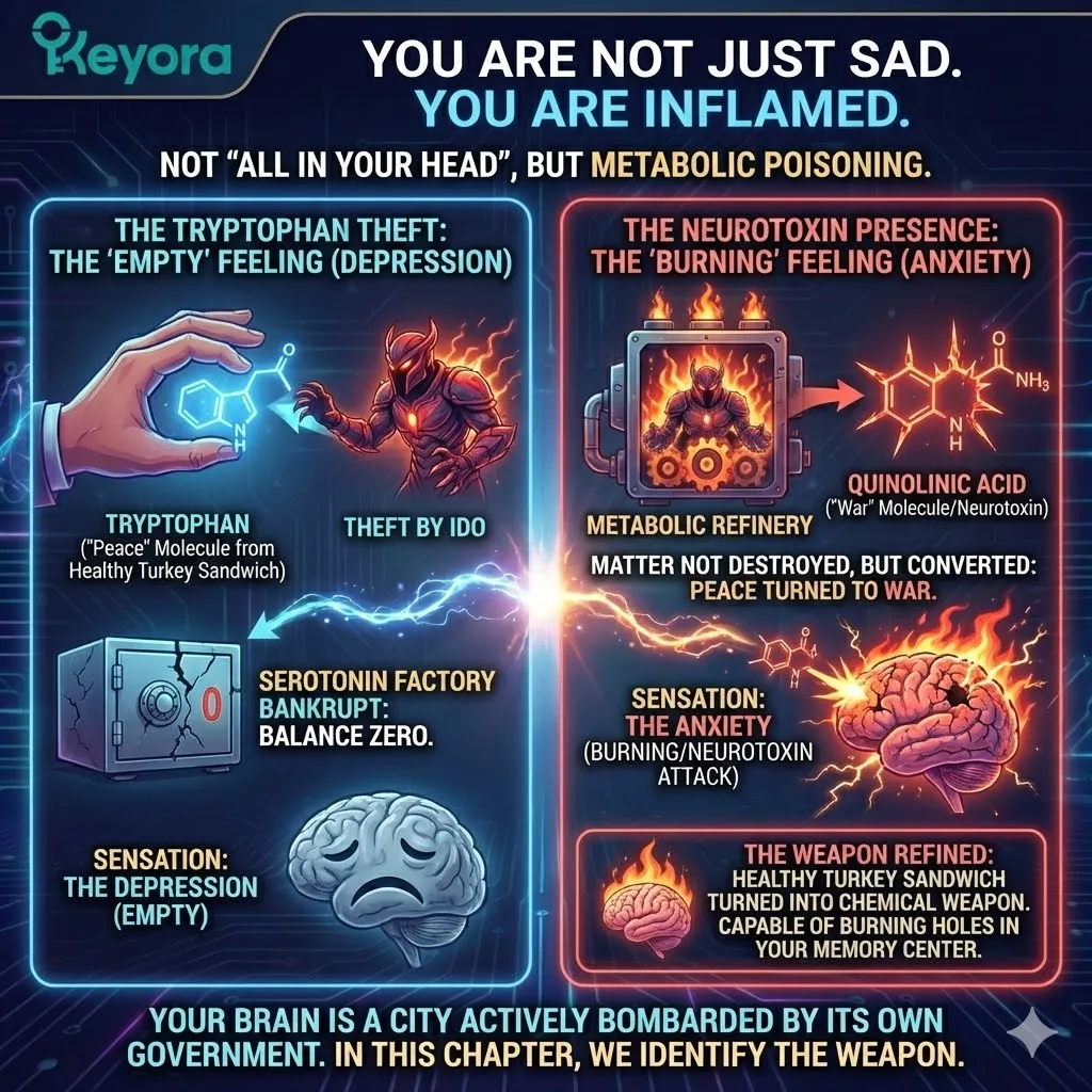 The IDO enzyme converts tryptophan into neuro-excitatory toxins triggering a neuro-endocrine storm that destroys memory centers and system sovereignty. The IDO enzyme converts tryptophan into neuro-excitatory toxins triggering a neuro-endocrine storm that destroys memory centers and system sovereignty.