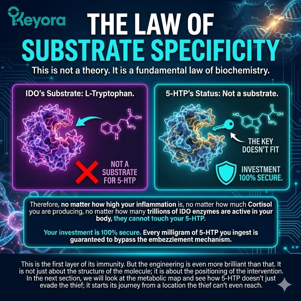 The law of substrate specificity dictates that 5-HTP remains invulnerable to IDO-mediated embezzlement regardless of systemic cortisol levels or neuro-endocrine storm intensity. The law of substrate specificity dictates that 5-HTP remains invulnerable to IDO-mediated embezzlement regardless of systemic cortisol levels or neuro-endocrine storm intensity.