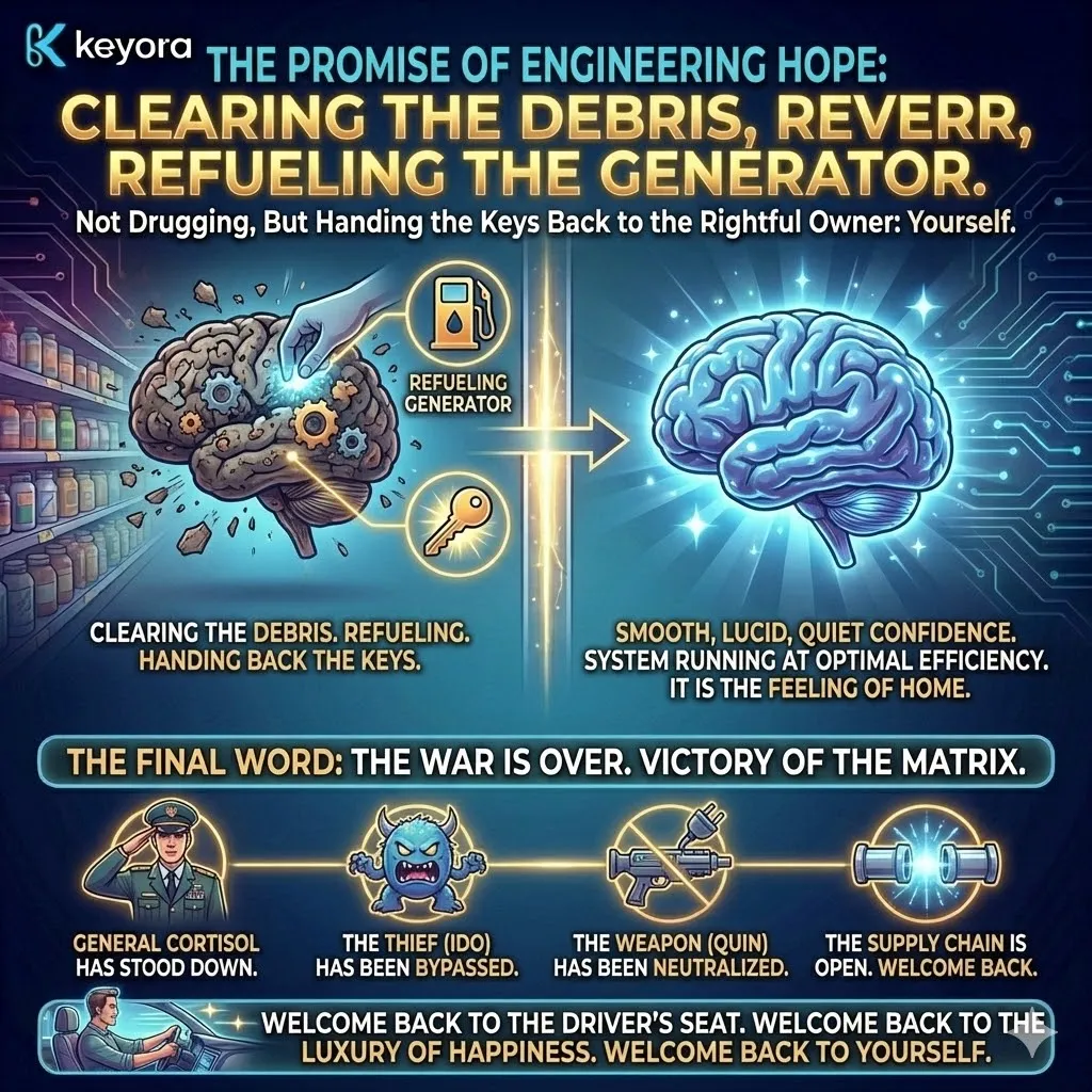 The Engineering of Hope signifies the transition from artificial numbness to the endogenous restoration of the self, returning the keys of the metabolic engine to the rightful owner. The Engineering of Hope signifies the transition from artificial numbness to the endogenous restoration of the self, returning the keys of the metabolic engine to the rightful owner.