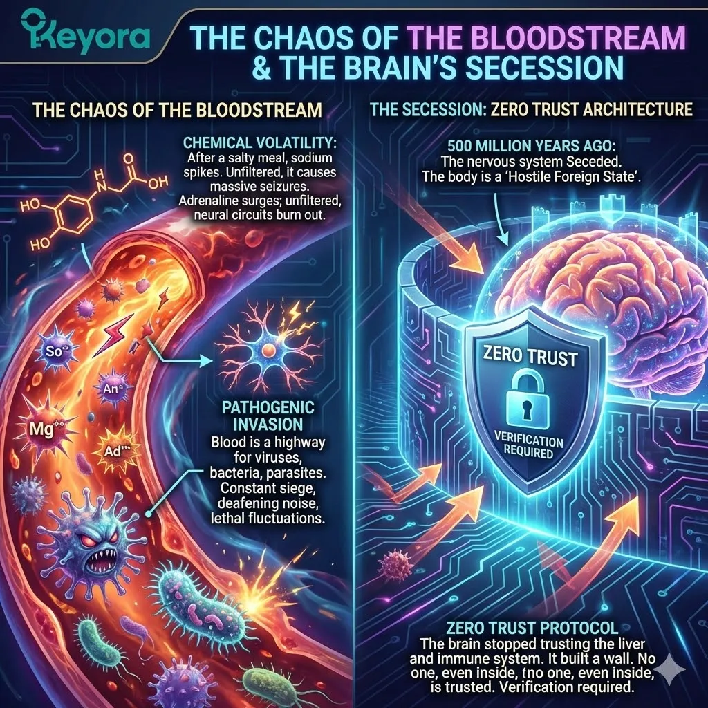 Zero Trust Architecture where the Blood-Brain Barrier filters chemical volatility and hormonal storms to protect the Four-Drive System. Zero Trust Architecture where the Blood-Brain Barrier filters chemical volatility and hormonal storms to protect the Four-Drive System.