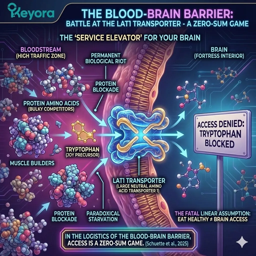 The LAT1 Transporter functions as a shared service elevator for the Four-Drive System, where Large Neutral Amino Acids compete for limited entry into the neural clean-room. The LAT1 Transporter functions as a shared service elevator for the Four-Drive System, where Large Neutral Amino Acids compete for limited entry into the neural clean-room.