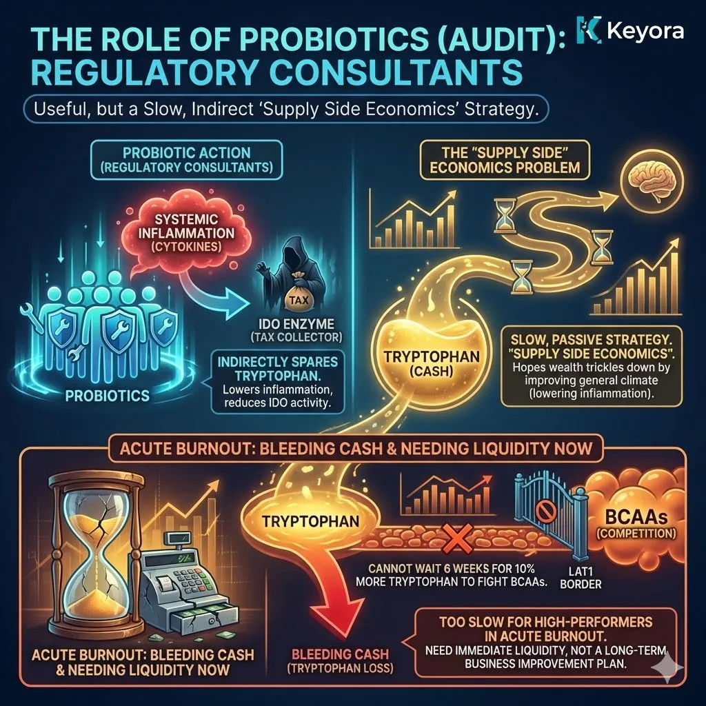 The Probiotic Audit architecture classifies gut-health interventions as "Regulatory Consultants" that offer passive, indirect relief rather than the immediate liquidity required by the Four-Drive System. The Probiotic Audit architecture classifies gut-health interventions as "Regulatory Consultants" that offer passive, indirect relief rather than the immediate liquidity required by the Four-Drive System.