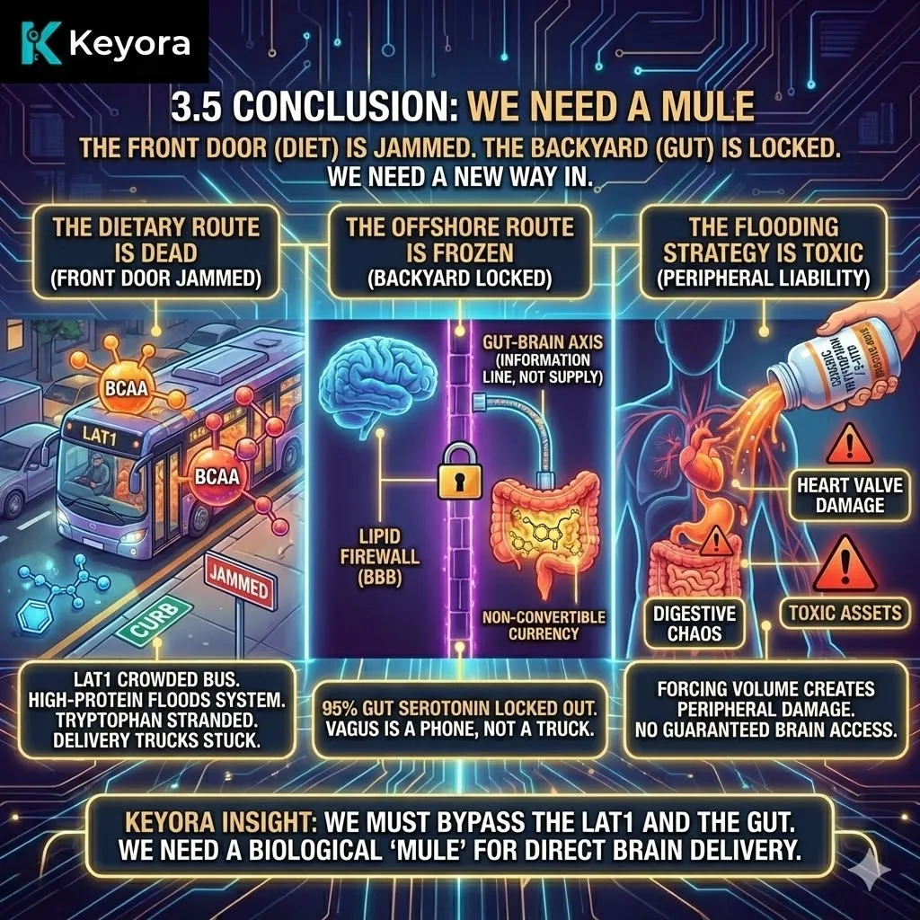 The Biological Supply Chain Audit confirms the terminal failure of standard pathways: the dietary "Crowded Bus," the frozen "Offshore Economy," and the toxic "Flooding Strategy." The Biological Supply Chain Audit confirms the terminal failure of standard pathways: the dietary "Crowded Bus," the frozen "Offshore Economy," and the toxic "Flooding Strategy."