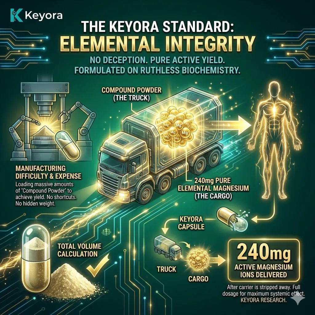 The Elemental Integrity architecture prioritizes "Net Asset" delivery over label aesthetics, utilizing a high-volume compound load to ensure a full 240mg of ionic "Cargo" reaches the systemic circulation. The Elemental Integrity architecture prioritizes "Net Asset" delivery over label aesthetics, utilizing a high-volume compound load to ensure a full 240mg of ionic "Cargo" reaches the systemic circulation.