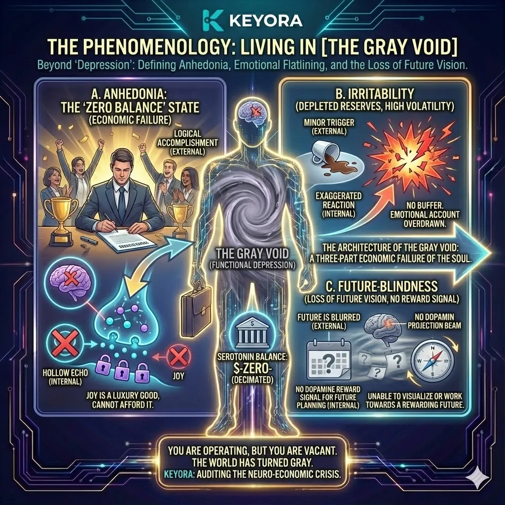 The Gray Void—The high-performer's state of emotional insolvency. The Gray Void—The high-performer's state of emotional insolvency.