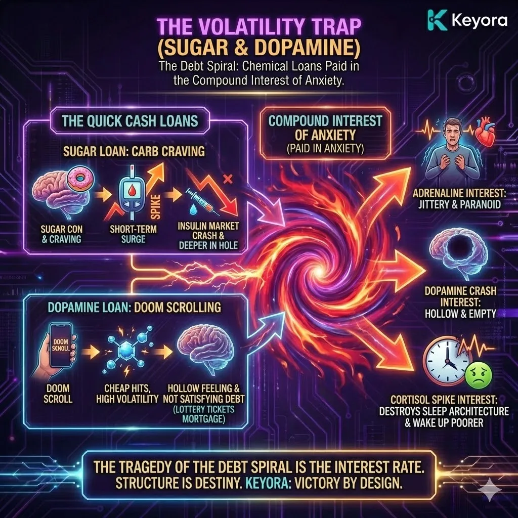 The Volatility Trap—Compounding interest in the neuro-chemical debt spiral. The Volatility Trap—Compounding interest in the neuro-chemical debt spiral.