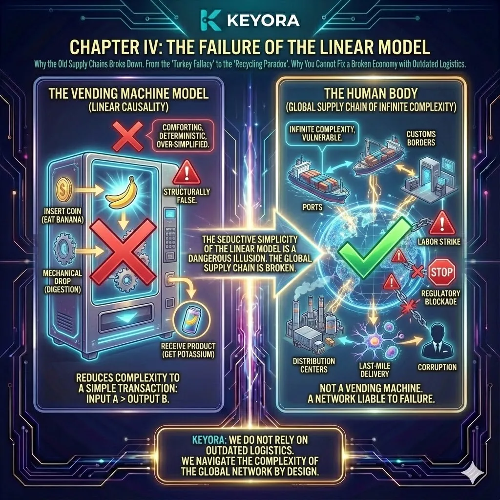 Keyora: The Vending Machine Fallacy—Why linear causality fails in complex biology. Keyora: The Vending Machine Fallacy—Why linear causality fails in complex biology.