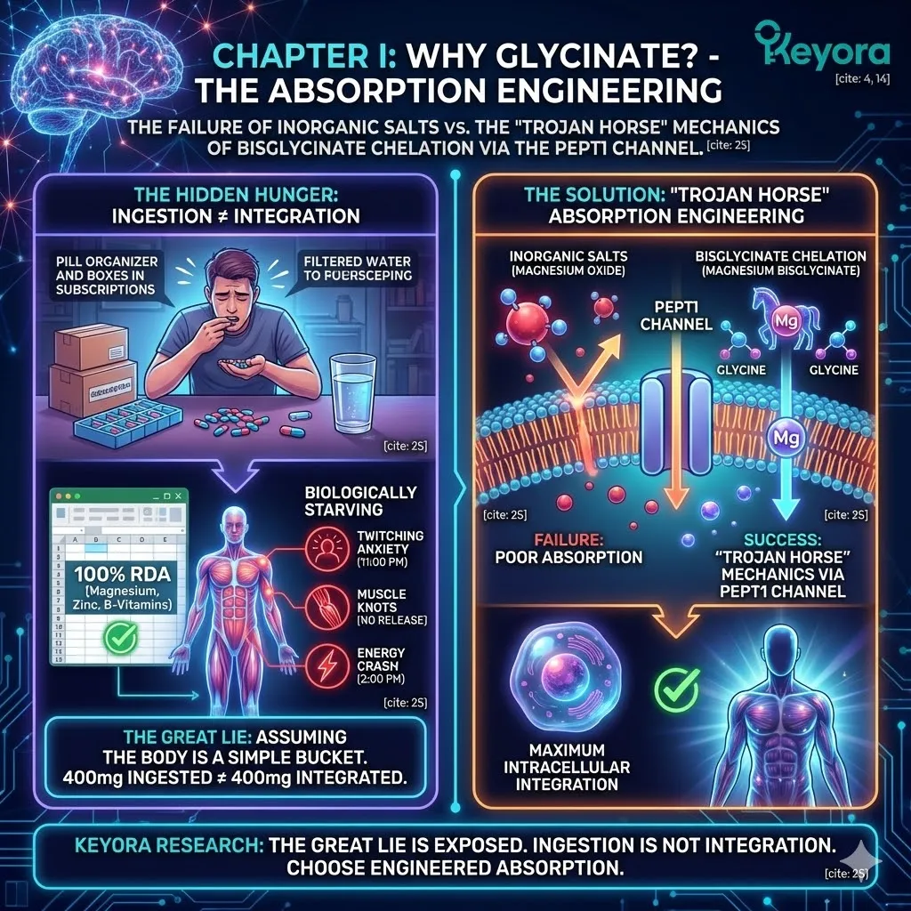 Keyora strategic engineering identifies the failure of inorganic salts and the hidden hunger phenomenon where ingestion fails to achieve integration. This mechanism rejects the linear bucket model of nutritional intake by prioritizing intracellular reality over superficial blood panels. By analyzing the systemic failure of standard supplements, the architecture highlights how metabolic starving occurs despite high RDA compliance. The strategic result is the identification of a critical absorption gap that requires a sophisticated engineering solution to ensure biological integration. Keyora strategic engineering identifies the failure of inorganic salts and the hidden hunger phenomenon where ingestion fails to achieve integration. This mechanism rejects the linear bucket model of nutritional intake by prioritizing intracellular reality over superficial blood panels. By analyzing the systemic failure of standard supplements, the architecture highlights how metabolic starving occurs despite high RDA compliance. The strategic result is the identification of a critical absorption gap that requires a sophisticated engineering solution to ensure biological integration.